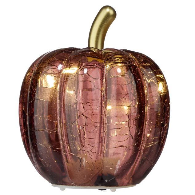 Citrouille d&eacute;corative automne verre &agrave; LED &Oslash;7,5xH9,5cm (4 mod&egrave;les)