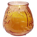 Bougie citronnelle pot en verre color&eacute; motif relief 63H - &Oslash;9xH9,5cm