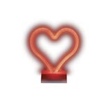 Lampe &agrave; poser n&eacute;on LED forme coeur orange 19xH21,5cm