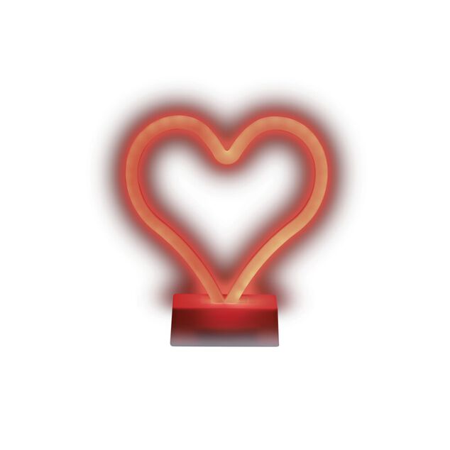 Lampe &agrave; poser n&eacute;on LED forme coeur orange 19xH21,5cm