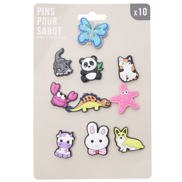 Pin's d&eacute;coratifs pour sabots 10 pi&egrave;ces (3 mod&egrave;les)