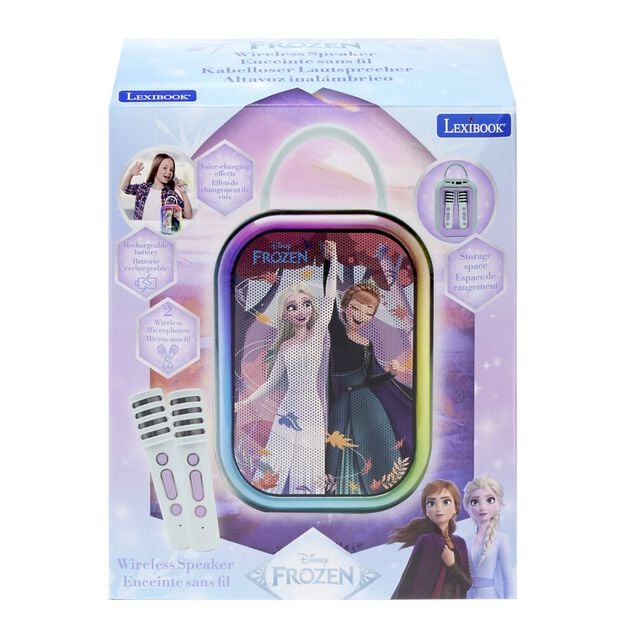 Enceinte karaok&eacute; La reine des neiges bluetooth plastique avec 2 micros H22cm