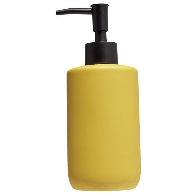 Distributeur de savon c&eacute;ramique jaune &Oslash;7xH18,5cm