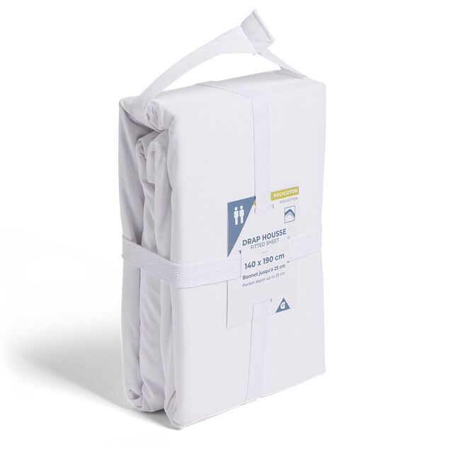 Drap housse 140x190cm polycoton blanc