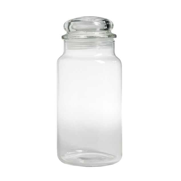 Bocal en verre transparent 1.2L couvercle herm&eacute;tique H22cm
