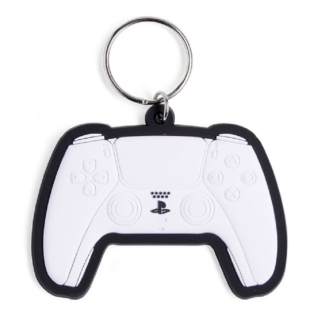 Porte-cl&eacute; forme manette de PlayStation caoutchouc blanc