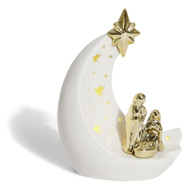 Cr&egrave;che lune c&eacute;ramique lumineuse H18,5cm