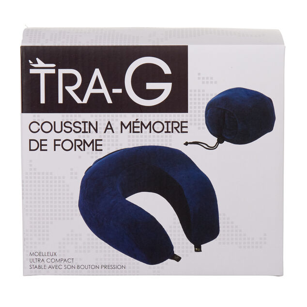 Coussin &agrave; m&eacute;moire de forme pour le cou bleu marine