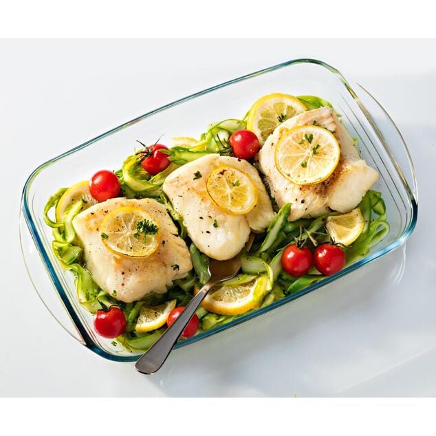 Plat &agrave; four rectangulaire en verre