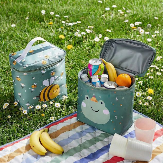 Sac isotherme enfant 5L polyester vert motif abeille 23x12xH19cm