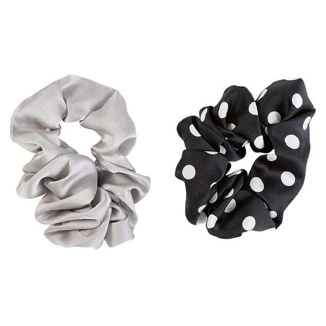 Chouchou en mousseline gris et noir x 2