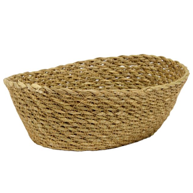 Pani&egrave;re ovale en jute Typha marron 25x17xH8cm