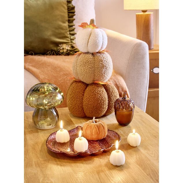 Citrouille superpos&eacute;es automne x3 coton et laine boucl&eacute;e