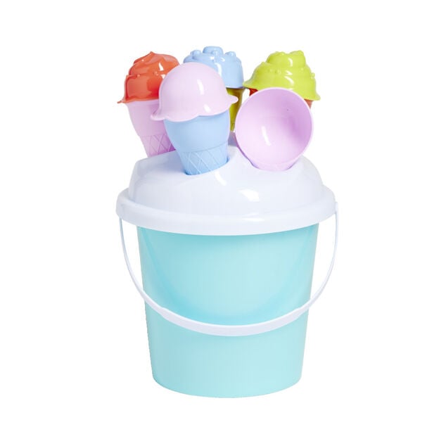 Seau de plage garni Ice cream Funky 11 pi&egrave;ces bleu ou rose