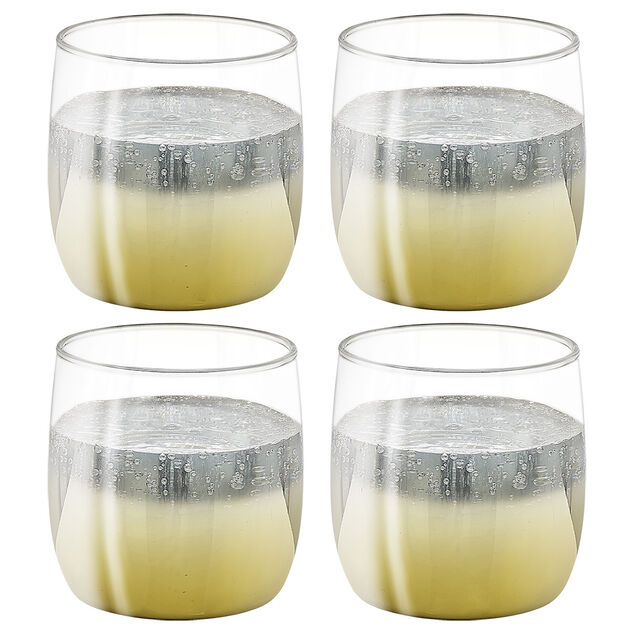 Gobelet en verre transparent pied doré x4