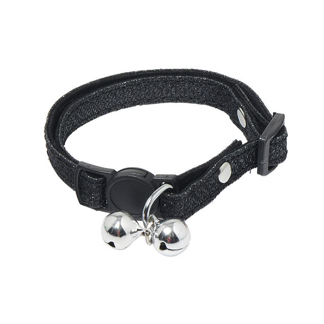 Collier pour chat grelot velours noir brillant