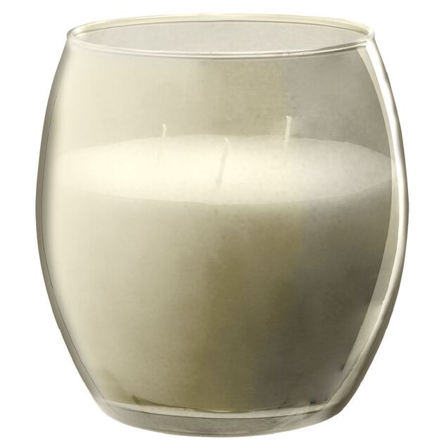 Bougie XL dans verre color&eacute; blanc senteur vanille 36H