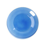 Assiette &agrave; dessert ronde verre bleu bord blanc &Oslash;20cm