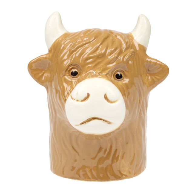 Vase d&eacute;coratif vache Highland marron H18cm