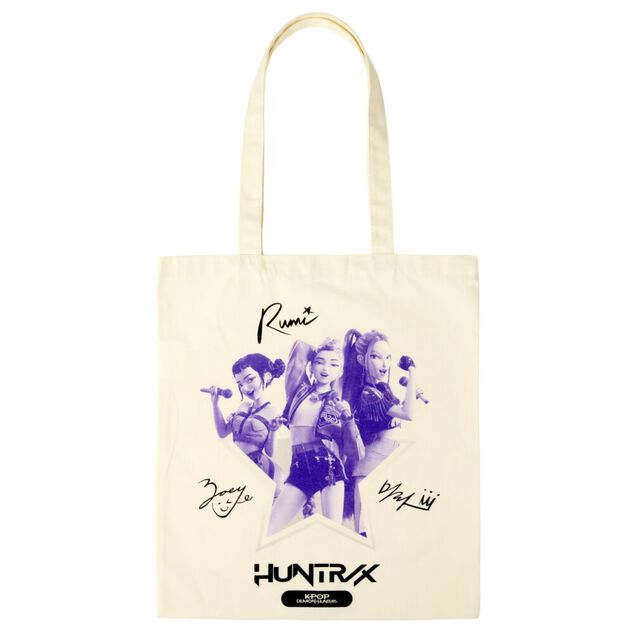 Tote bag Kpop Demon Hunters coton beige et noir 30x40cm