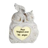 Plaque funéraire LED avec chat polyrésine gris 13x5xH18cm