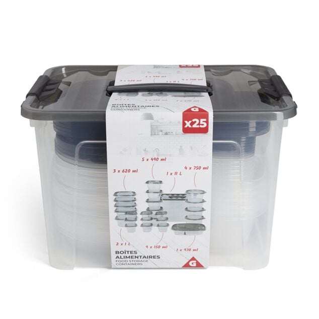 Lot de 25 bo&icirc;tes alimentaires 150ml &agrave; 11L