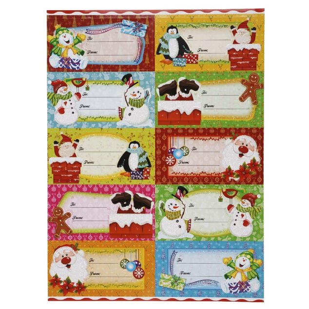 &Eacute;tiquette paillet&eacute;e papier cadeau x10