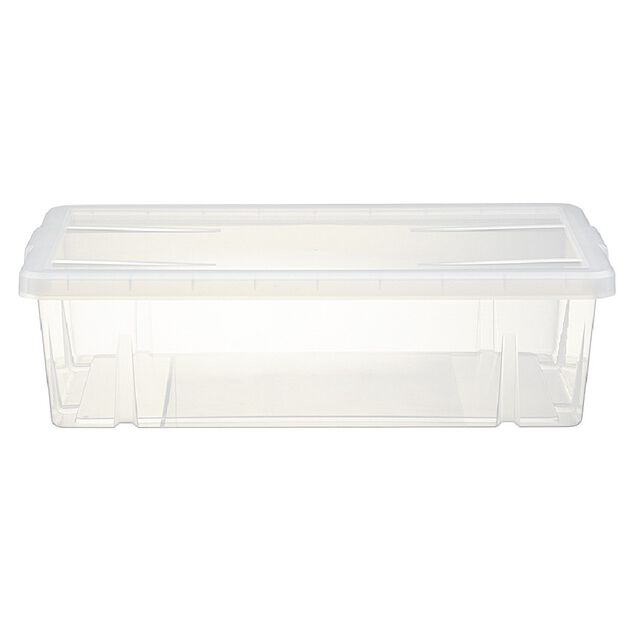 Bo&icirc;te de rangement dessous de lit blanc transparent avec couvercle 28L
