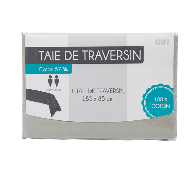 Taie de traversin gris clair