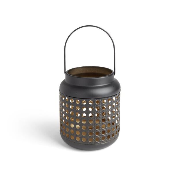 Lanterne design perfor&eacute; m&eacute;tal noir &Oslash;12xH14cm