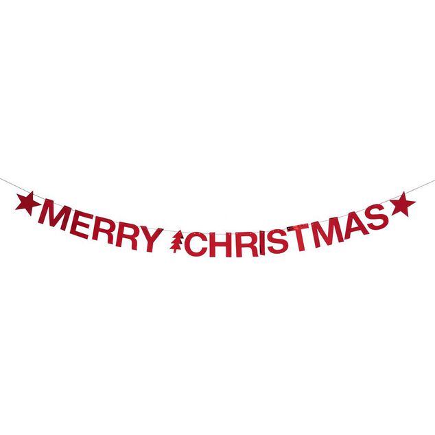 Guirlande Merry Christmas rouge 2m
