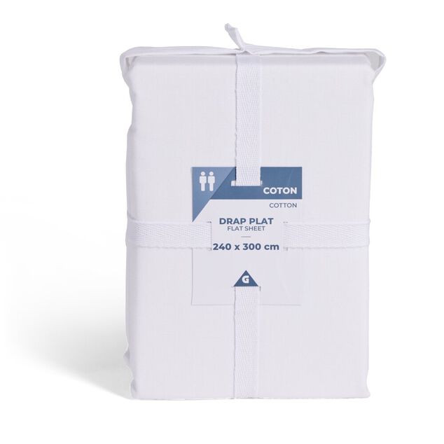 Drap plat 240x300cm 100% coton blanc