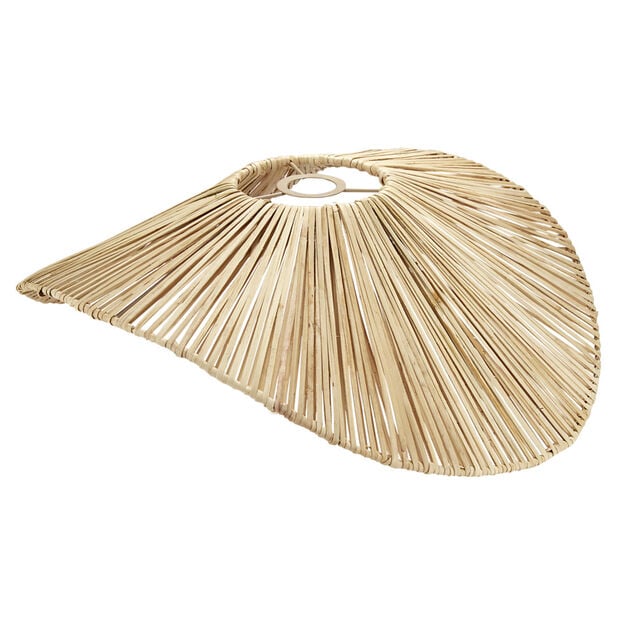 Suspension luminaire rotin naturel design ondul&eacute; 54x48xH17cm
