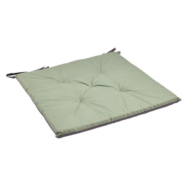Galette de chaise de jardin r&eacute;versible uni gris biface vert