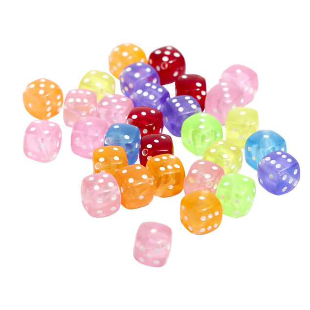 Lot de 30 perles en forme de d&eacute;s