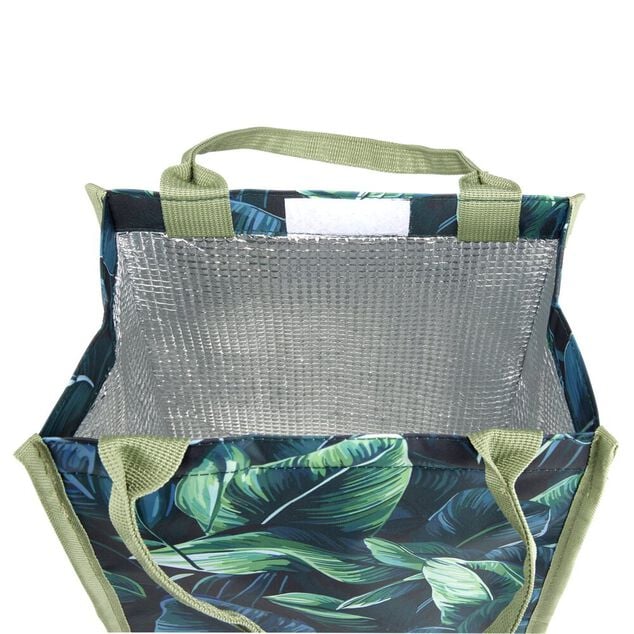 Sac isotherme 13L motif feuillage exotique vert 24x15xH33cm