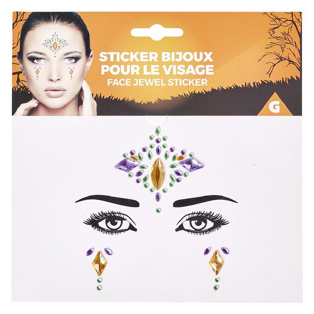 Bijoux visage autocollants Halloween (plusieurs mod&egrave;les)