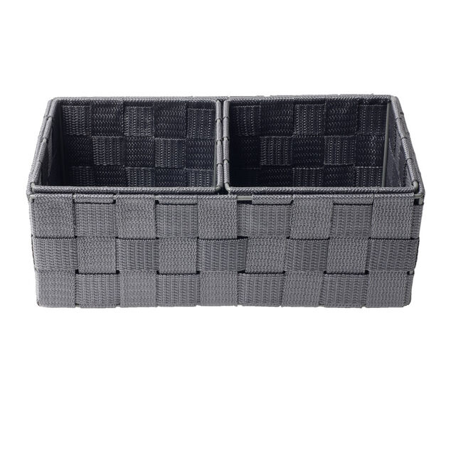 Pani&egrave;re de rangement x3 tissu gris fonc&eacute; (1 grande et 2 petites)