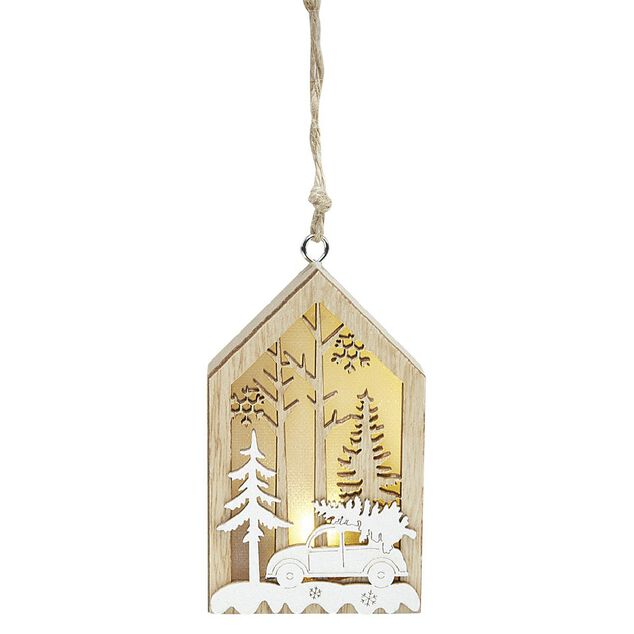 Maison lumineuse en bois &agrave; suspendre, 4 mod&egrave;les