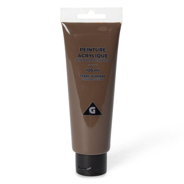 Tube peinture acrylique 120ml terre d'ombre