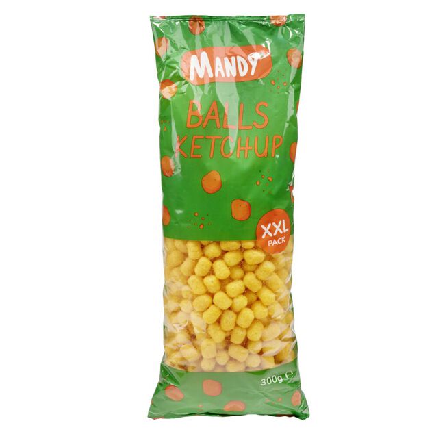 Boule de ma&iuml;s souffl&eacute; saveur ketchup format XXL 300gr