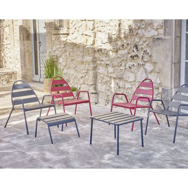 Fauteuil de jardin Fun m&eacute;tal rouge 68x71xH76cm