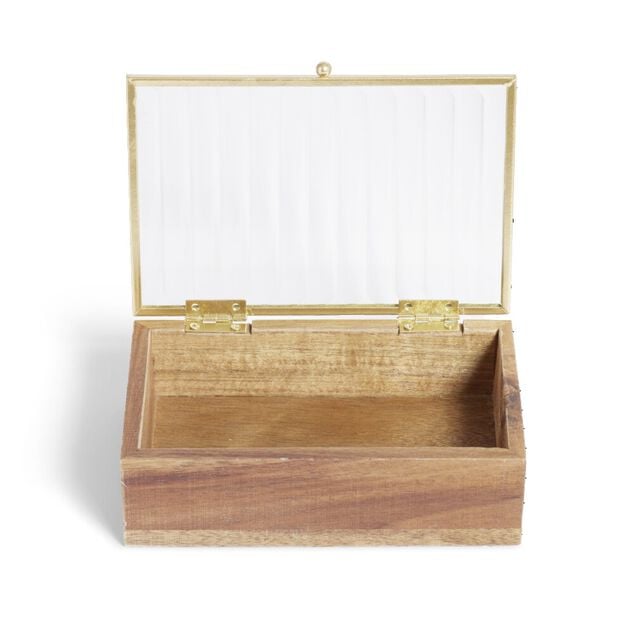 Bo&icirc;te bois d'acacia et verre taille S 15x10x4,6cm