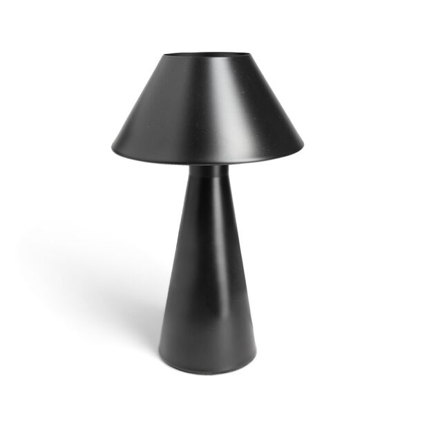 Lampe &agrave; poser tactile conique m&eacute;tal noir &Oslash;21xH27cm