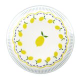 Assiette plate ronde x4 porcelaine motif agrume &Oslash;15cm (2 mod&egrave;les)