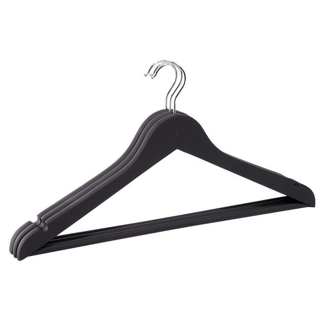 Cintre bois noir toucher doux x3 - L44,5xH23cm