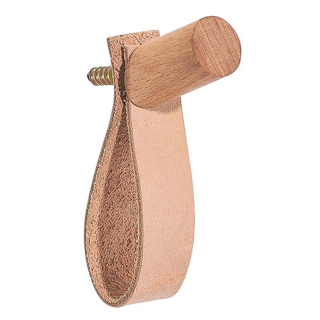 Crochet en bois et cuir