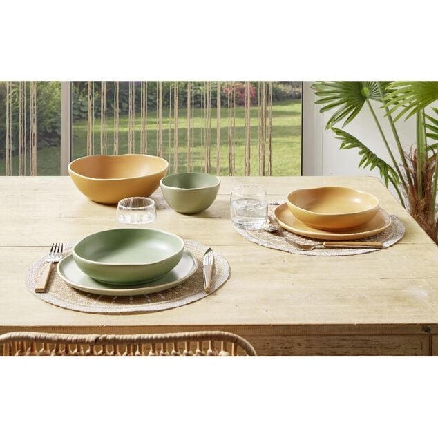 Saladier en fa&iuml;ence jaune &Oslash;25xH8cm