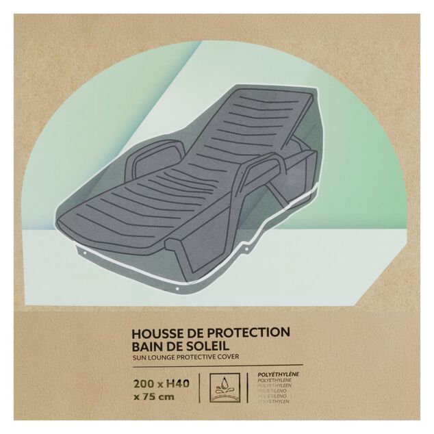 Housse de protection bain de soleil noir 200x75xH40cm