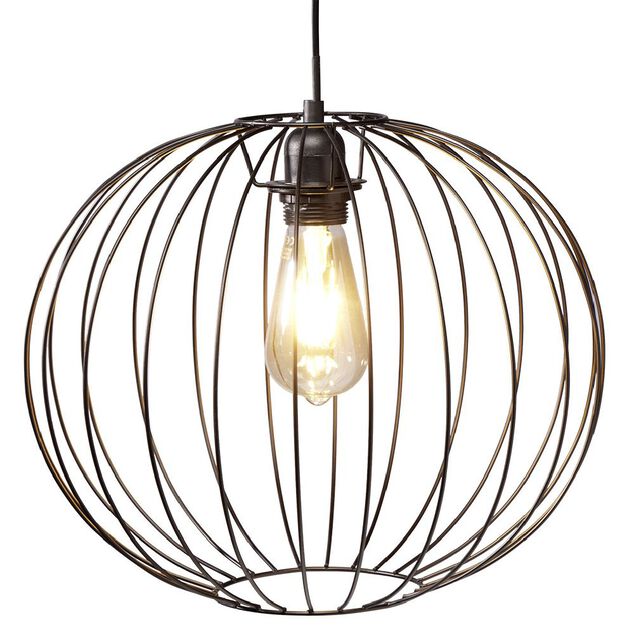 Luminaire à suspension filaire ronde métal noir Ø35cm